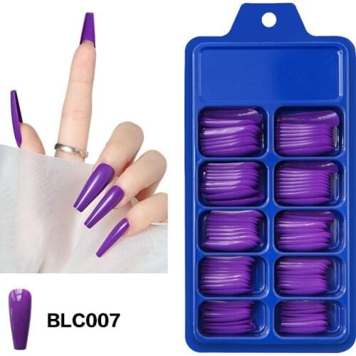 Candy Colors 100 Pieces Set False Nail Tips Ballerina Fake Nails Full Coverage Long Ballet Nail Art Manicure French Tools