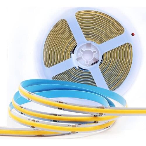 12V 24V COB LED Strip RA90 High Bright Thin 5mm 8mm Width 384Led/m 0.5m 1m 2m 3m 4m 5m Flexible Tape Diode Neon Led Strip Light