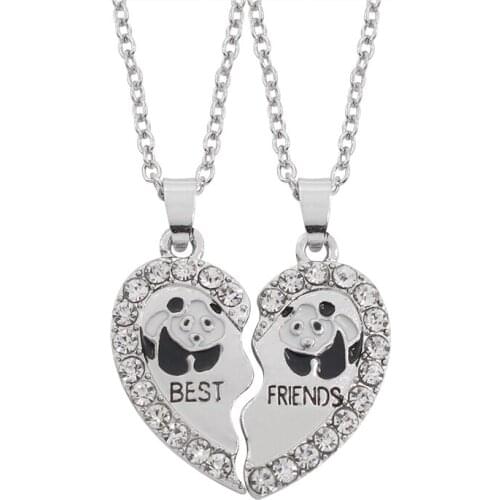 2 PCS/Set Animal Best Friends Friendship Couple Two Parts Pendant Necklace Best Gifts For Men Women BFF Jewelry Wholesale