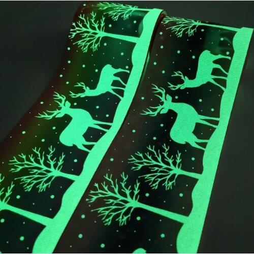 3''75mm Popular Glowing Ink Printed Grosgrain Glow In The Dark Party Ribbon 25/50/100 yards per lot