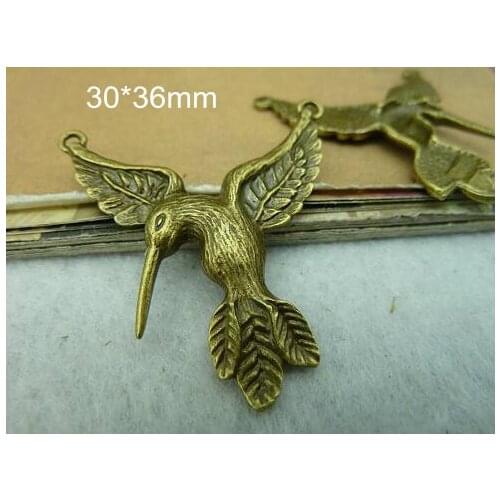 40 Tercel Bird Charm Connectors Antique Bronze Tone 30*36mm - Free Shipping