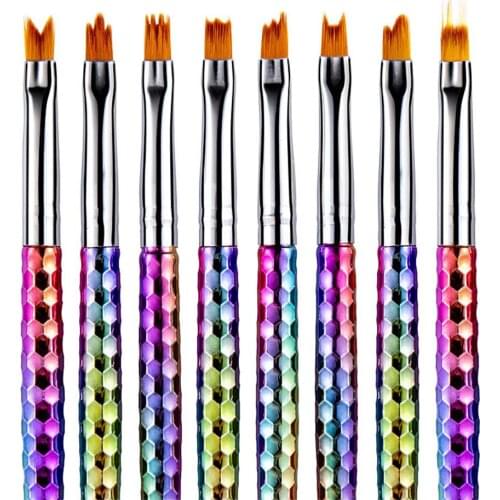 8Pcs DIY Nail Art Brush Gradient Flower Drawing Nail Pen Painting Drawing Tips Acrylic Gel UV Polish Design Manicure Tools
