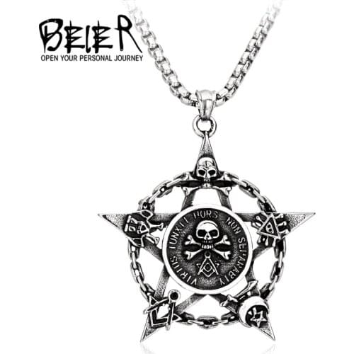 BEIER Wholesale Price Virtus Junxit Mors Non Separabit New Skull Pendant 316L Stainless Steel Unique For Man BP8-101