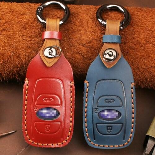 Leather Key Case Remote Cover for Subaru Legacy Impreza Forester XV Trezia BRZ WRX Levorg Outback Chain Holder Car Accessories
