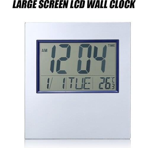 White LCD Digital Wall Clock Large Screen Desk Alarm Clock With Temperature Time Display Snooze Countdown Function For The Older