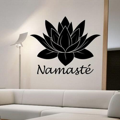 Namaste Yoga Buddha Wall Sticker Lotus Flower Wall Decal Home Decor Living Room Bedroom Decoration Art Murals Wallpaper