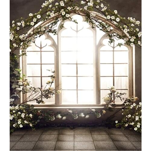 Photographic Camera Backdrop 5x7 Castle Flowers Window For Wedding Photo Shoots Real Professional Photo Studio Custom Background