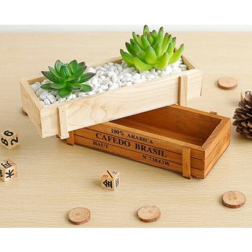 Plant Pot Decorative Vintage Succulent Wooden Boxes Crates Rectangle Flower Pot 100% new and high quality
