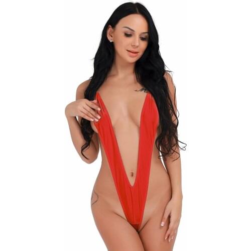 IEFiEL Womens Thong G-string Monokini Bikini Swimsuit Underwear Bodysuit Swimsuit Swimwear High Cut Thong Leotard Exotic Teddies