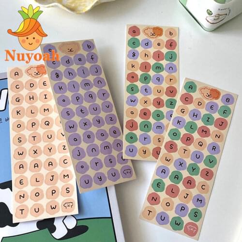 Korea Candy Color Digital Letter Stickers Kawaii Alphabet Label Scrapbooking Decoration Album Daily Planner Stationery Sticker