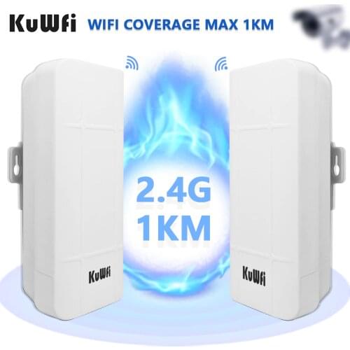 KuWFi Outdoor 300Mbps Wifi Repeater 1KM Long Range Wireless Bridge AP Router WiFi Amplifier 2.4G Wifi Antenna Support WDS