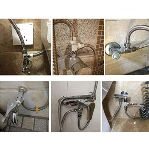 1/2" Brass Chrome 3 Way Diverter Hose Fitting Tee T Shape Adapter Bath Connector