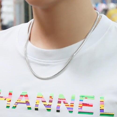 4MM Wide 100% 925 Silver Solid Necklace Pendant Curb Chains Men Choker Snake Chain 20-22 inches Male Female Fashion Jewelry