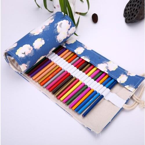 Multifunction Canvas Girls School Pencil Case Roll Up Artist Pen Bag Korean Stationery Estuches Office Supplies Creative Gift