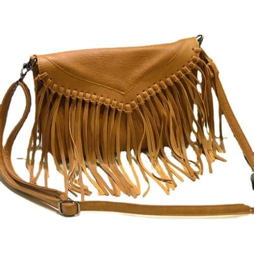 Fashion Brown Tassel Bag Women Casual Tote Shoulder Bags Small Ladies Flap Cheap Crossbody Bags Top Quality Bsgs
