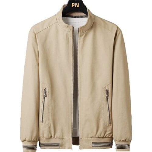 Cotton Autumn Jacket Men Black Solid Stand Collar Zipper Casual Fashion Clothes Oversized 5xl Bomber Men Jacket Casaco Masculino