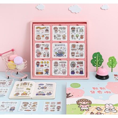 900PCS/Pack Cartoons Decorative Stationery Stickers With Box Scrapbooking DIY Diary Album Stick Cell Phone Gifts For Girls