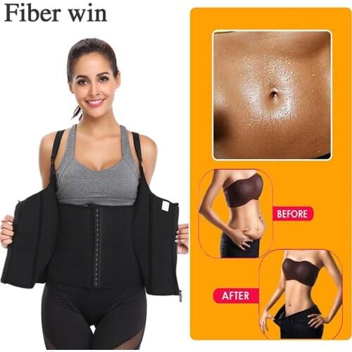 Neoprene Sauna Sweat Vest Waist Trainer Cincher Zipper Shaper Women Body Slimming Trimmer Corset Workout Thermo Push Up Trainer