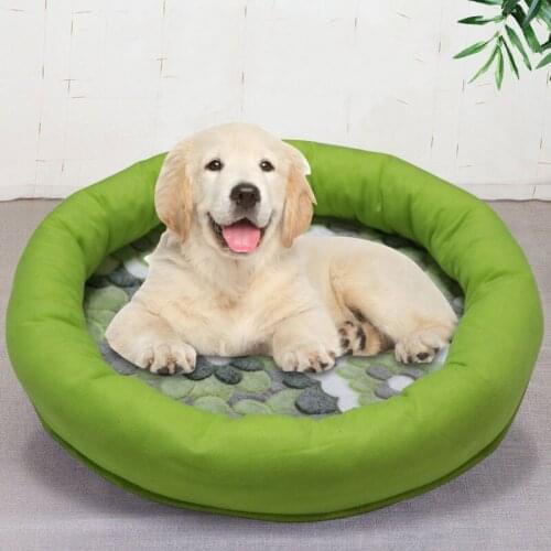 Wholesale coral velvet round soft comfortable calm pet bed luxury washable Plush doughnut dog bed cat bed pet sofa