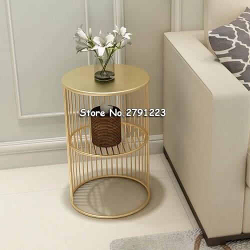 Nordic Simple Golden Coffee Table Living Room Minimalist Bed Iron Small Table Sofa Shelf 30*55cm
