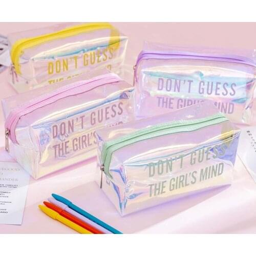 Transparent Large Capacity Pencil pen for Case Big kawaii Makeup Bag cheap Stationery supplies Storage Clear Pencil Pouch school