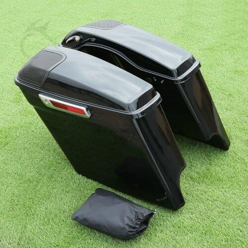 Motorcycle 5" Stretched Extended Saddlebags + Speaker Grill For Harley Touring Electra Glide Road Glide Road King 2014-2020
