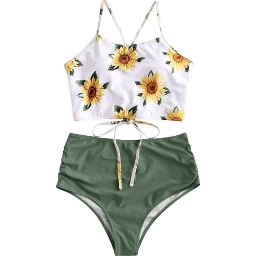Plus Size Push Up Swimwear Women Bikinis Mujer 2021 Set High Waisted Tummy Control Two Pieces Swimsuit Summer Kупальник Женский