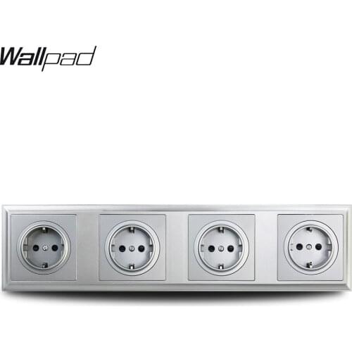 Grey 4 Way EU German Electric Wall Socket L6-P70 Plastic Palace Style 344 * 86 mm Quadruple Russia Outlet