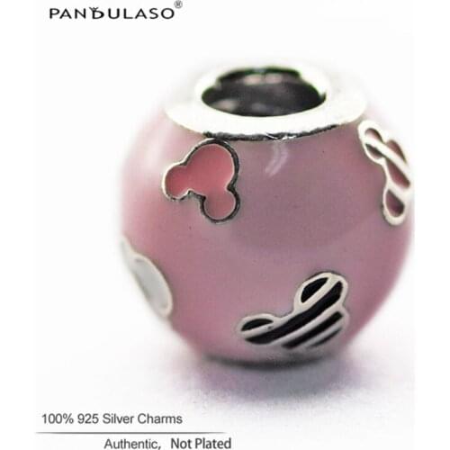 Pink Mouse Icon Charms For Jewelry Making Fits Original Charms Bracelets For Woman DIY Sterling Silver Jewelry Beads
