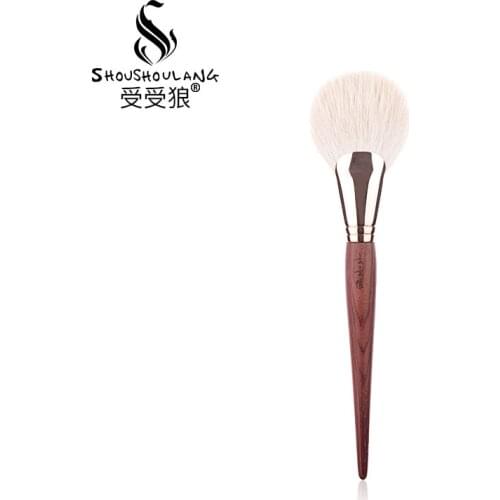 Shoushoulang Professional Handmade Make Up Brush Fan Shape Large Face Powder Brush HZ1001 Soft Saikoho Goat Hair Makeup Brushes