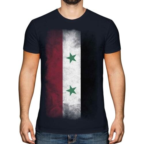 Syria Faded Flag Fashion Suriyah Football Syrian Gift T-Shirt. Summer Cotton Short Sleeve O-Neck Mens T Shirt New S-3XL