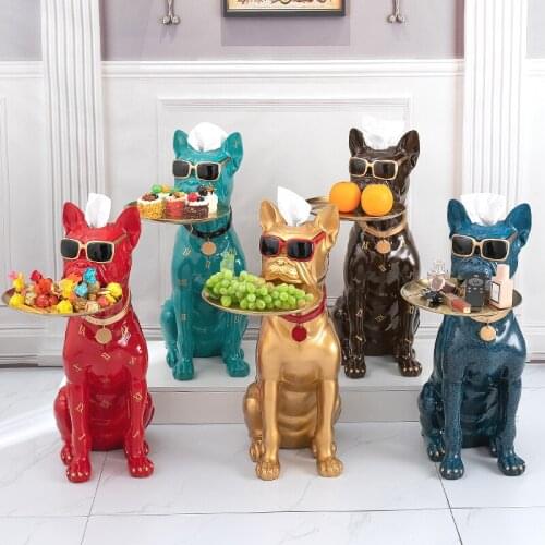 Home Decor Sculpture Dog Ornaments Room Decor Big Statue Multifunction Storage Tray, Tissue Box, Cash Can Decoration Dog Statue