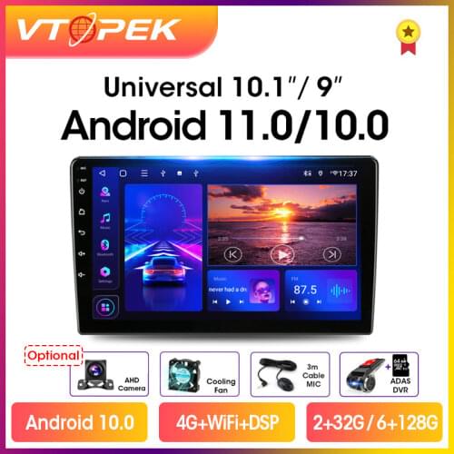 Vtopek 2din Android 10 Car Stereo 4G+64G 9/10.1 Car Radio Multimedia Video Player Navigation GPS For Nissan Kia Honda Toyota VW