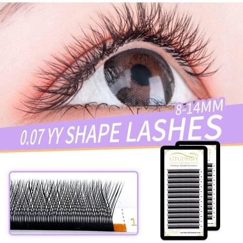 Y Shape False Eyelash Extensions YY Fake Volume Lashes Individual Cilios Extension Split Tip 0.07 C/D 8-14 Matte Mink Eyelashes
