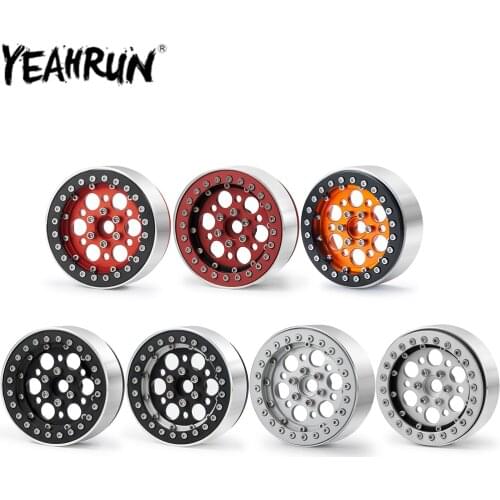YEAHRUN 4PCS Aluminum 2.2 Beadlock Wheel Rims for 1:10 Axial Wraith TRX4 SCX10 CC01 F350 D90 90034 RC Rock Crawler Wheel Hubs