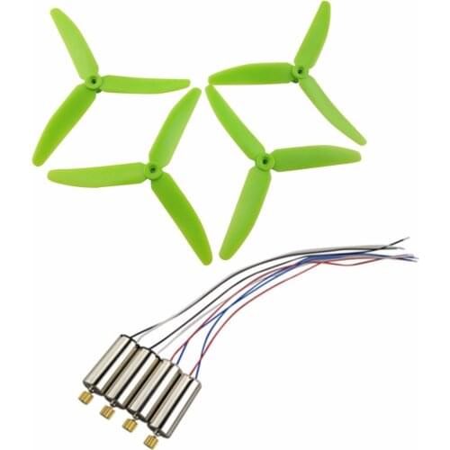 Arrival RC spare parts 4PCS 3 leaves paddles with 4PCS motor for Hubsan X4 H502S H502E H502T H507A H216A RC Aircraft-Green