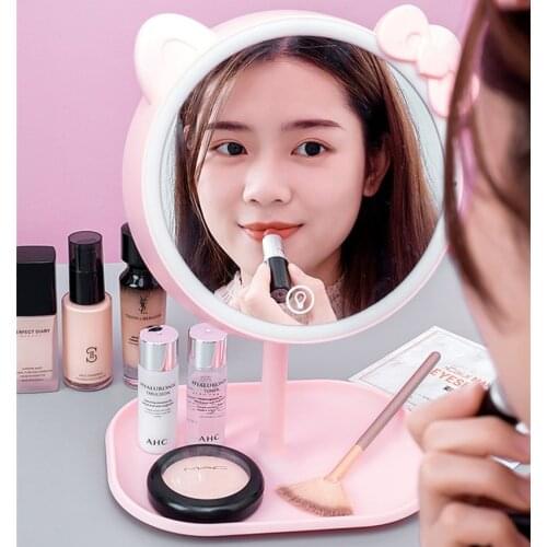 LED Touch Screen Makeup Mirror Desktop Adjustable Beauty Mirror Detachable Portable Table Lamp Mirror Makeup Tool