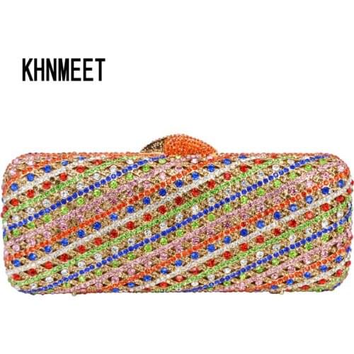 LaiSC Gold Evening Bag Luxury Diamond Crystal Evening Purse Party Bag Ladies Clutch handBag Wedding Bridal Bag Pochette SC313