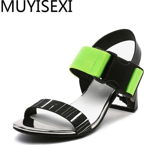 Mixed Color Gladiator Shoes Women Sandals Summer 6 cm High Heel Shoes Woman Sandalias Mujer HL156 MUYISEXI