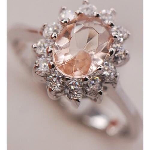 Morganite Women 925 Sterling Silver Ring F701 Size 5 6 7 8 9