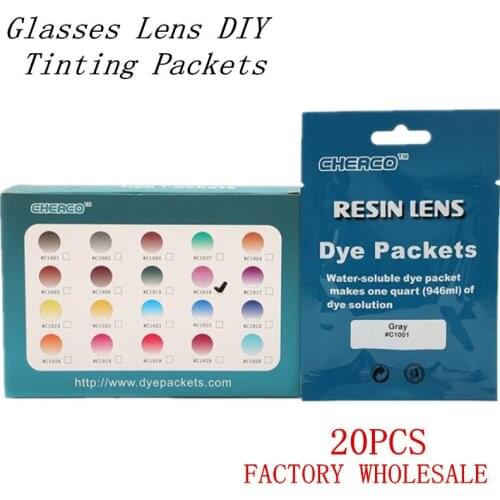 20PCS Wholesale Mixed Sunglasses Lens Tinting Powder Packet for HTC UC Resin Eyeglasses Material Smart Dying Dye Solution