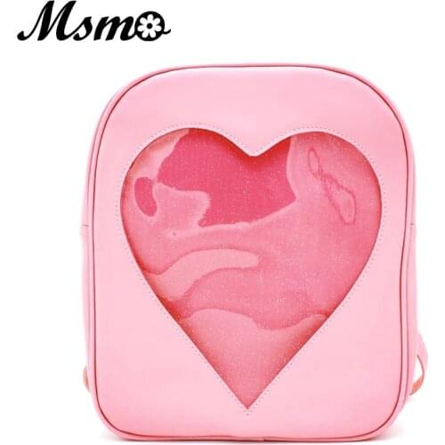 2021 Summer Candy Transparent Love Heart Shape Backpacks Harajuku School Backpack Shoulder Bags For Teenager Girls Book Bag