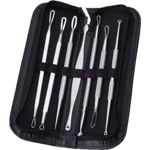 60Set 7 Pcs/Set Blackhead Acne Comedone Black Spot Pimple Blemish Remover Needles Hook Pore Cleanser Comedone Skin Care Tool