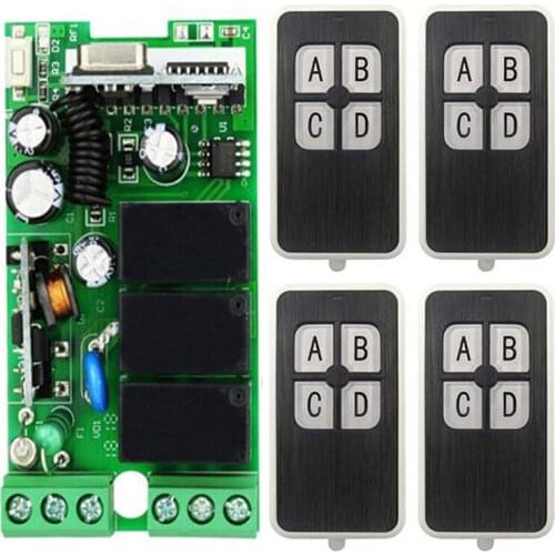 AC110V 220V 3 CH Channels3CH RF Wireless Remote Control Switch Remote Control System receiver transmitter 3CH Relay 315/433 MHz