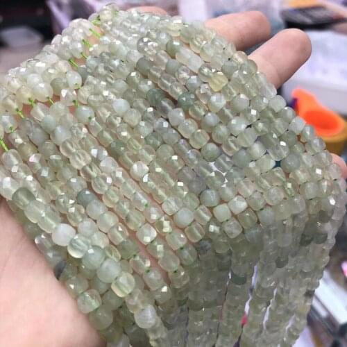 Natural Stone Glaze Jades Beads Square Cube Faceted Loose Beads for DIY Charm Necklace Bracelet Jewelry Making Accessories 4mm