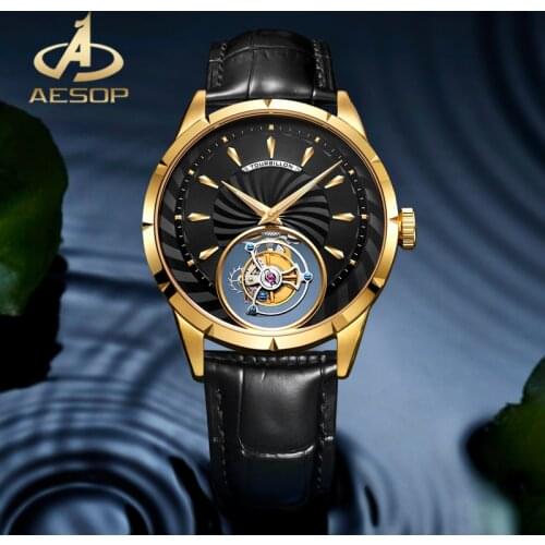 AESOP Business Trend Men Watch Genuine Real Tourbillon Mechanical Watch Sapphire Glass Waterproof Watch