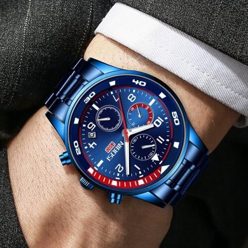 NIBOSI Mens Watches Top Brand Luxury Casual Quartz Clock Male Sport Waterproof Wristwatch Blue Watch Men Relogio Masculino
