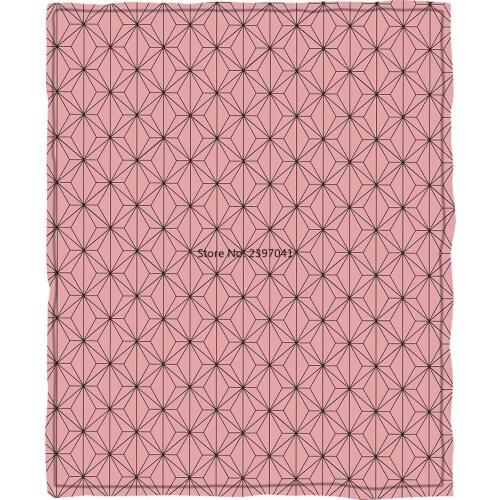 Japanese Hit Anime Demon Slayer Character Style 3D Printed Plaid Streak Flannel Blanket Adult Kid Warm Comfortable Throw Blanket