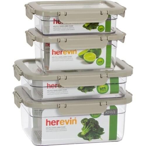 Herevin 4 Size Ziplock Storage Container Set Stone