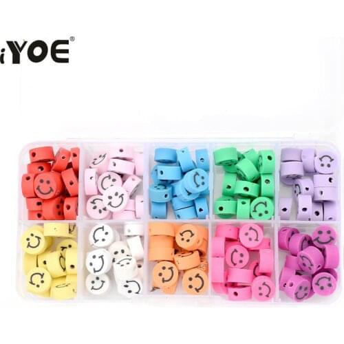 IYOE 150pcs/Set Multicolor Smiley Polymer Clay Beads Loose Spacer Beads Kit For Making DIY Scrapbooking Craft Necklace Hairpin